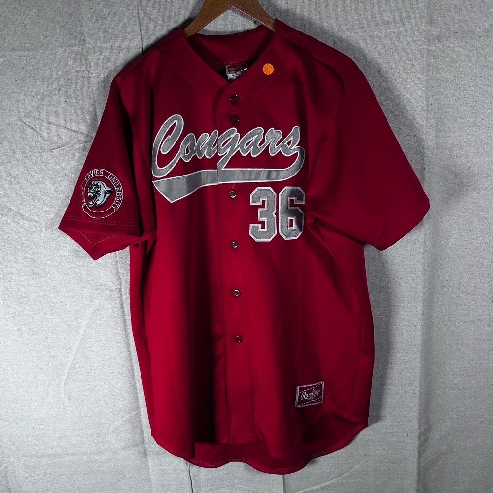 Rawlings Xavier University Cougars Baseball Jersey Red Mens 44 RJ140 Pro Dri